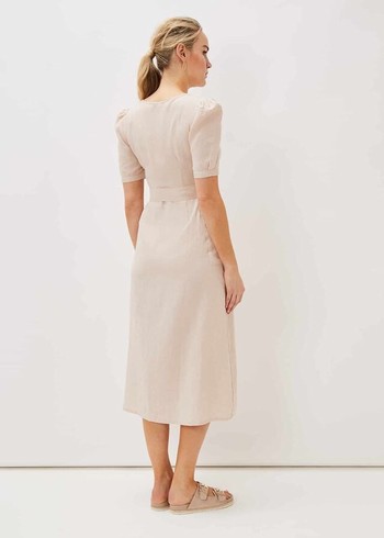 Phase Eight Elletta Square Neck Linen Dress Grey Canada | SZIKTD-572